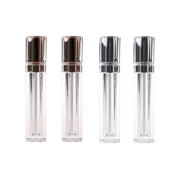 8ML Acrilico Riutilizzabile Doppia parete Quadrato Oro Argento Lip Gloss Tubo Vuoto Balsamo per le labbra Bottiglia di Olio Contenitore FAI DA TE F20171127 Tdbmf