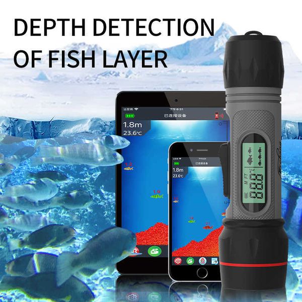 Fish Finder New! Erchang F12B Беспроводная рыба -искатель Перезаряжаемый эхо -эхолдер 90 млн. Портативный водонепроницаемый сонар для зимнего ледяного рыбалки HKD230703