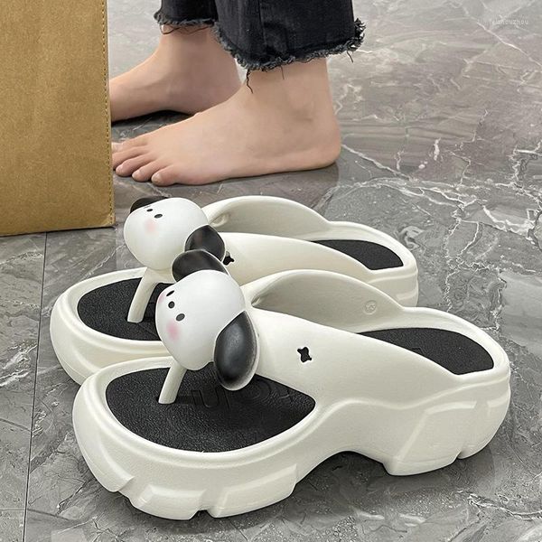 Pantofole 2023 Infradito con suola spessa per le donne Cute Cartoon Dog Summer Abbigliamento fai-da-te sulla spiaggia Aumenta l'altezza Sandali antiscivolo