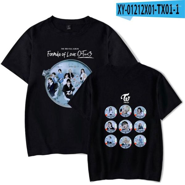 Camisetas femininas T-shirt TWICE Formula Of Love: O Kpop Shirt Mulheres Homens Verão Manga Curta Tee Tops Moda Estilo Coreano Roupas