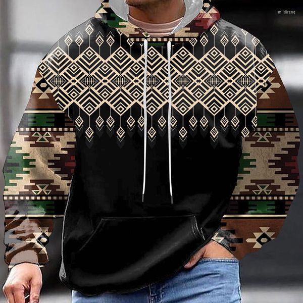 Tute da uomo Felpe con cappuccio vintage Abbigliamento invernale da uomo Felpa da uomo stile etnico casual casual Streetwear Camicia con cappuccio oversize Top