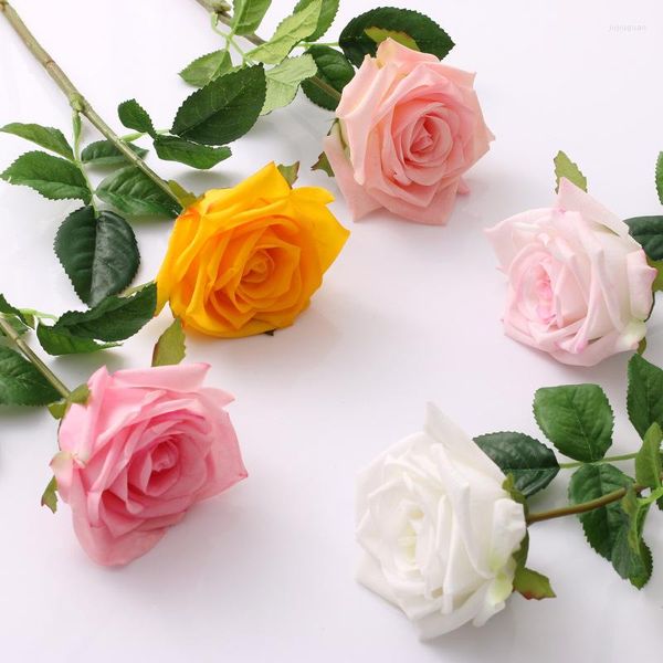 Flores decorativas 25 pçs Hidratante Rosa Simulação de Flor de Caule Único Artificial Buquê de Várias Cores Mini Casamento Decoração de Escritório em Casa