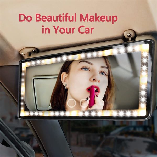 Specchietti per trucco universali per auto Visiera per auto portatile Specchietto interno per auto cosmetico con luci a LED