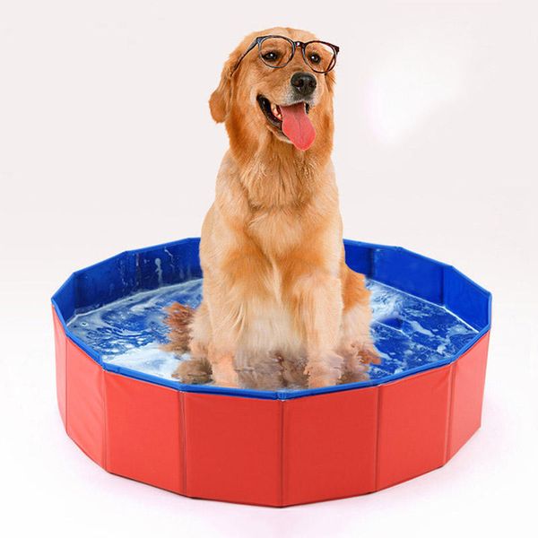 Faltbarer Hundepool, zusammenklappbarer Hartplastik-Hundepool, tragbare Badewanne für Haustiere, Hunde und Katzen, Haustierplanschbecken für drinnen und draußen
