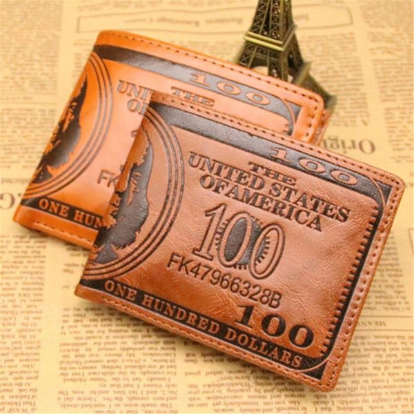 Carteiras masculinas de Dihope com 100 carteira de carteira masculina de carteira de couro de dólar americano