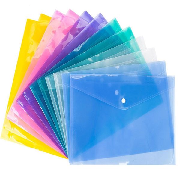 7 bolsas de arquivo de documentos A4 COLORIDAS com botão de pressão transparente Envelopes de arquivo Pastas de papel de arquivo plástico JL1457