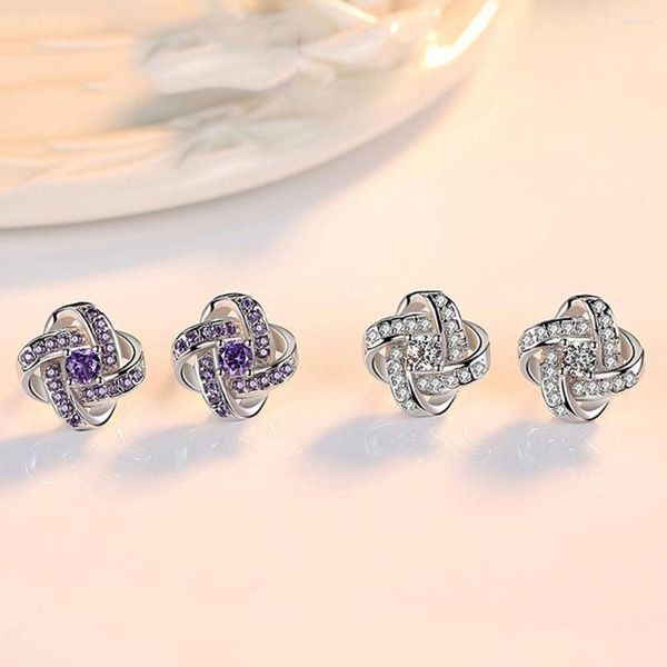 Ohrstecker Authentische 925 Sterling Silber Ohrring Einfache Koreanische Stil Klee Kristall Für Frauen Hochzeit Party Schmuck Geschenk