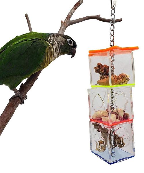 Punto croce trasparente 3 strati pappagalli mangiatoia per cibo appeso pappagallo rosicchiato giocattoli mangiatoia animali domestici uccelli raccoglitore scatole di alimentazione uccelli da gabbia Mj923