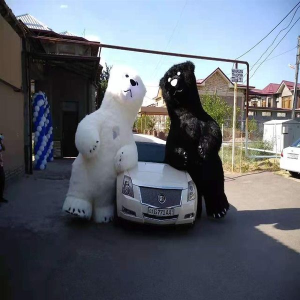 2 6M de altura inflável preto branco amarelo urso polar traje da mascote adulto fantasia festa de natal traje da mascote carnaval traje252q