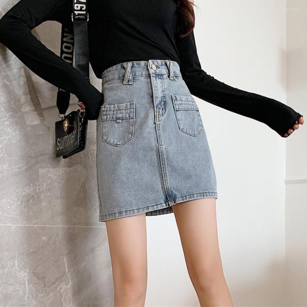 Röcke S-5XL Junges Mädchen Mini Denim Rock Sommer Mode Taschendesign Hohe Taille Hüfte Wrap Jeans Casual Plus Größe Frauen