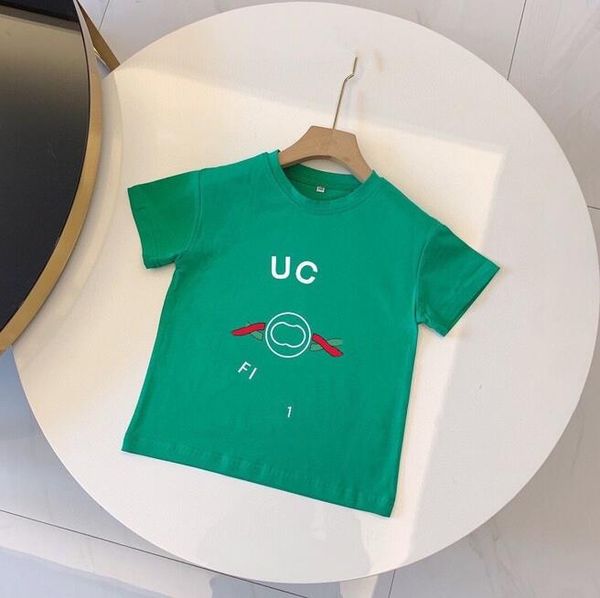 Roupas de bebê camiseta infantil designer camiseta infantil menina menino manga curta roupa infantil 1-15 idades camiseta infantil luxo verão com etiqueta de letra Corda verde vermelha clássica