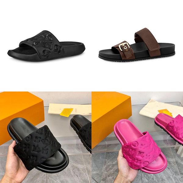 Mode Mann Frau Kissen Slipper Slide Designer Damen Hausschuhe Marke Slides schwarze Plattform Flache Sandalen Mules Sunset Gepolsterter Vorderriemen Mule House Coach Loafer