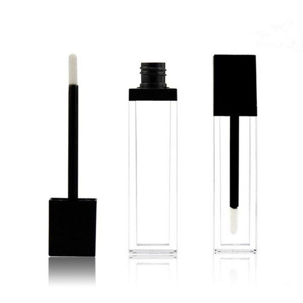 8ml forma quadrata ACRILICO trasparente lip gloss tubo tubo mascara con coperchio nero tubo vuoto spedizione veloce F2017578 Buwdi