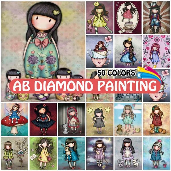 Stitch Diamond Painting Kits Cartoon Little Girl Doll Drill Square Round con Mosaico ricami Decorazioni per la casa 5D Arte natalizia fai -da -te