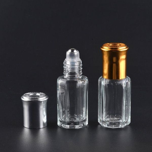 3ML 6ML 10ML Bottiglie di vetro ottagonali con roll on Bottiglie di aromi Sfera di metallo Profumo di olio essenziale Fiale di imballaggio Custodia ricaricabile ZA1623 Kbtjm