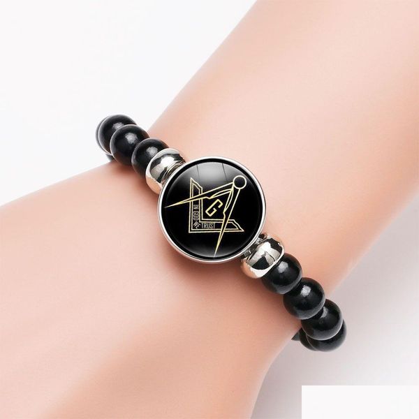 Charm Bracelets Freimaurerschild für Herren 18mm Ingwer Schnappknopf Acrylperlen Ketten Bangle Mode Schmuck Geschenk DHMBB DHMBB