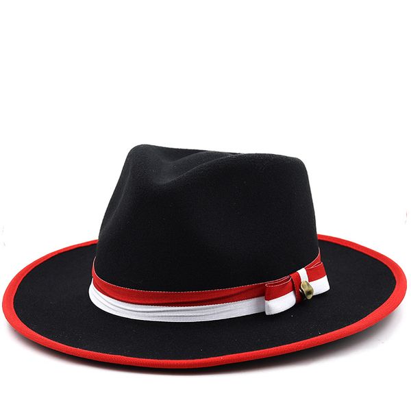 New Felt Cap Uomo Trendy Top Hat Classic Gentleman Retro Women Faux Wool Fedora Hat Vintage Gangster Trilby Elegant Jazz Caps