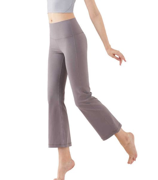 Pantaloni da yoga da donna Sport nudi modellanti a vita alta stretti svasati fitness pantaloni larghi da jogging abbigliamento da palestra donna
