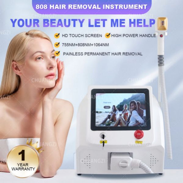 Máquina a laser 808nm diodo laser permanente depilação máquina de rejuvenescimento da pele 3 comprimentos de onda 808nm 755nm 1064nm com 6 cabeças substituíveis