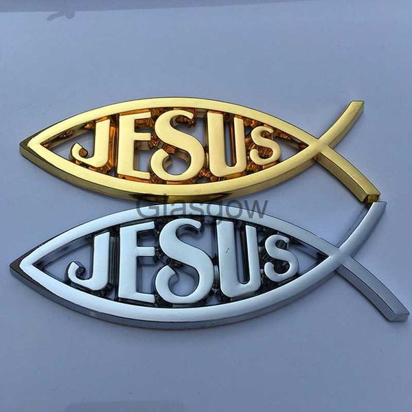 Autoaufkleber Auto Universal Jesus Christian Fisch Symbol 3D Aufkleber Abzeichen Aufkleber LKW Dekoratives Styling Zubehör für Auto Haushalt x0705