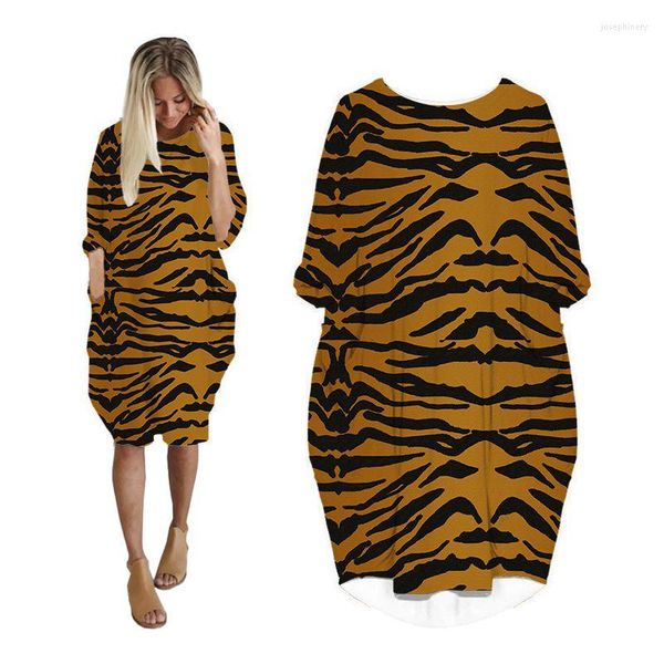 Casual Kleider Leopard Kleid Sommer 3d Print Streetwear Frauen Oversize Mode Harajuku Langarm Tiger Kleidung Plus Größe Kleidung