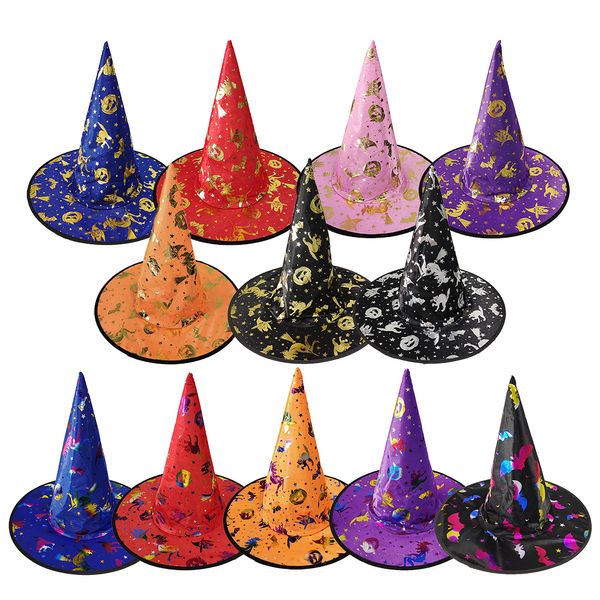 Halloween Witch Hat Ghost Pumpkin Cap Costume Cosplay Puntelli Decorazione Accessori Black Wizard Cap Fai da te Hallween Party Decor