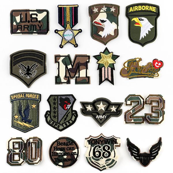 ÜCRETSİZ Nakliye Özel Yamalar Amerikan Ordusu Demir Yamalar Giyim Mektubu Yamaları Nakış Rozetleri Ceket Dikiş Aksesuarları Şerit Sticker