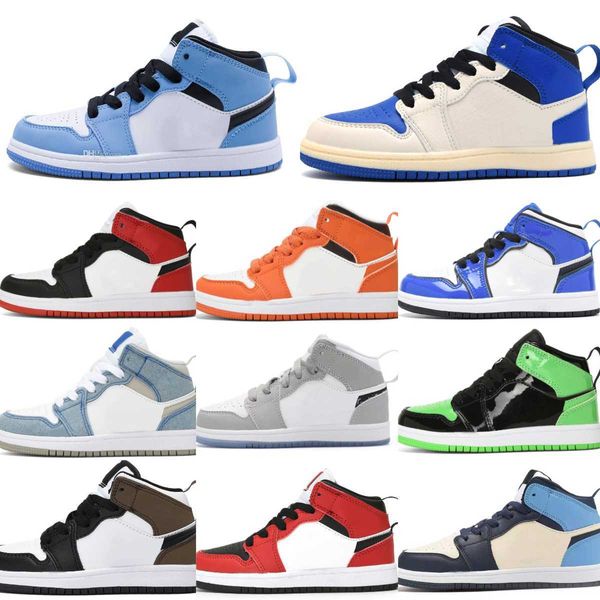 Trainer1 1s Baby Kinder Basketballschuhe Jumpman Mädchen Jungen SCHWARZ WEISS DUNKEL JORDEN MOCHA UNIVERSITÄTSBLAU Patent Retros Candy Bred Pine Green Hyper Royal Sneakers