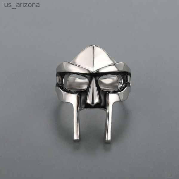 Goth Hip Hop MF Doom Maske Halkaları Erkekler Gladyatör Punk Tarzı Mısır Firavun Erkek Yüzük Klasik Retro Takı Parti Aksesuarları L230620