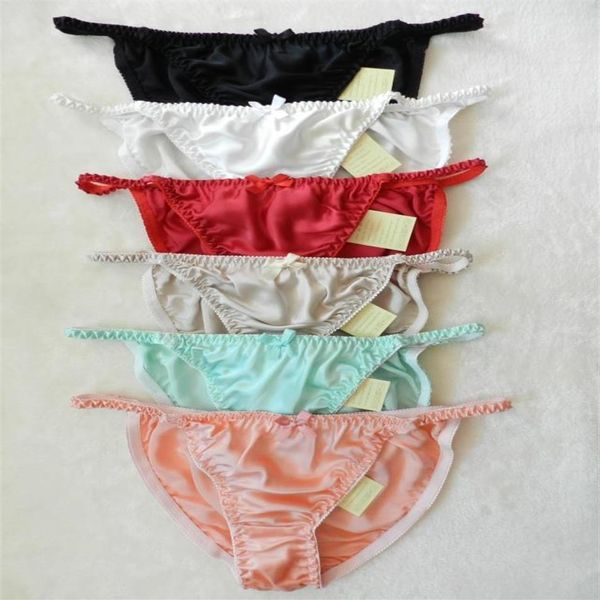 Nuovi pezzi fini Puro 100% seta Mutandine da bikini perizoma da donna Intimo TAGLIA S M L XL XXL W26 -41 L 6 pezzi lot296z