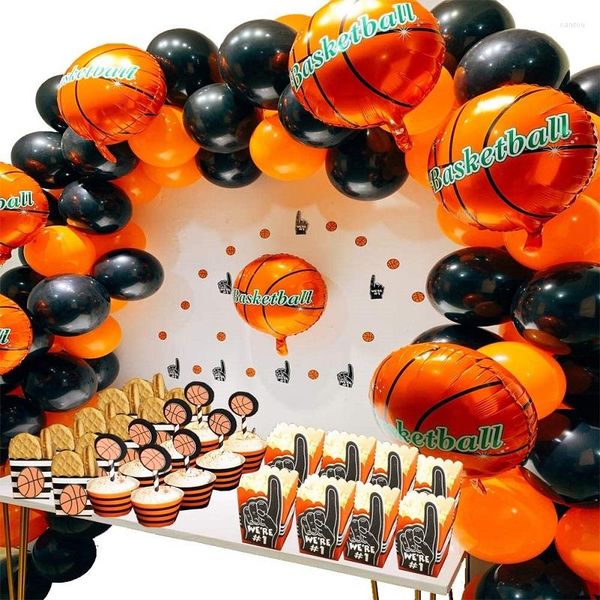 Kit de artigos de basquete para decoração de festa Balões de alumínio Latex Tema de esportes para meninos Aniversário Comemoração dos Jogos Mundiais