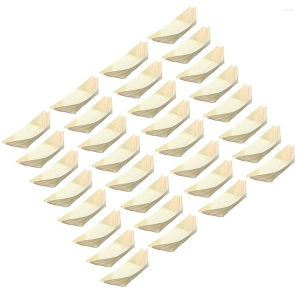 Servizio Piatti 50 Pz Sushi Boat Bamboo Piatti Usa E Getta Spaghetti Legno Mini Contenitori Plastica