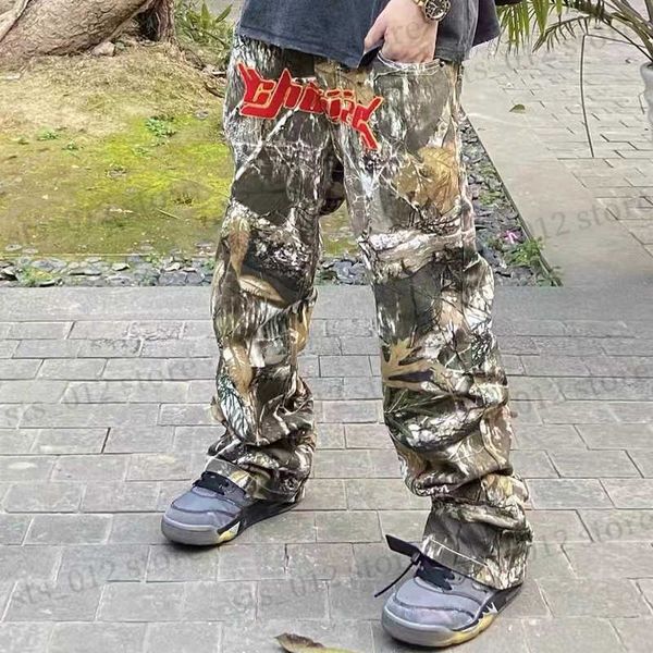 Pantaloni da uomo Lettera Asciugamano Ricamo Camouflage Cargos per uomo Streetwear Casual Y2K Pantaloni larghi Pantaloni oversize Unisex Pantaloni impiombati T230705