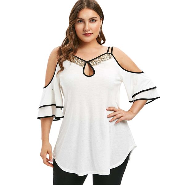 Camiseta Feminina Plus Size Túnica Feminina Solta Top Street Wear Off Shoulder Oversized Baggy T Shirt Roupa Feminina Grande 4XL 230705