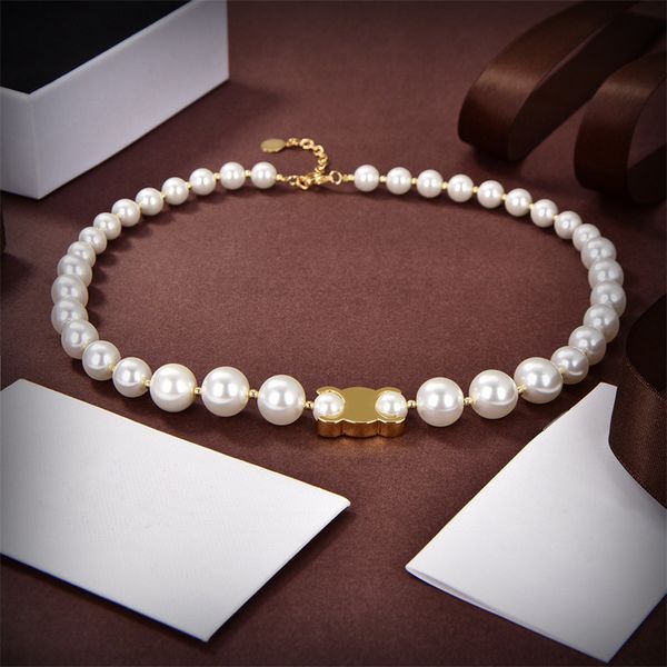 Luxuriöse Halsketten mit Perlenanhänger, Modedesigner-Marken, goldene Ketten, Armbänder für Damen und Herren, lässig, trendig, funkelnder Diamantschmuck