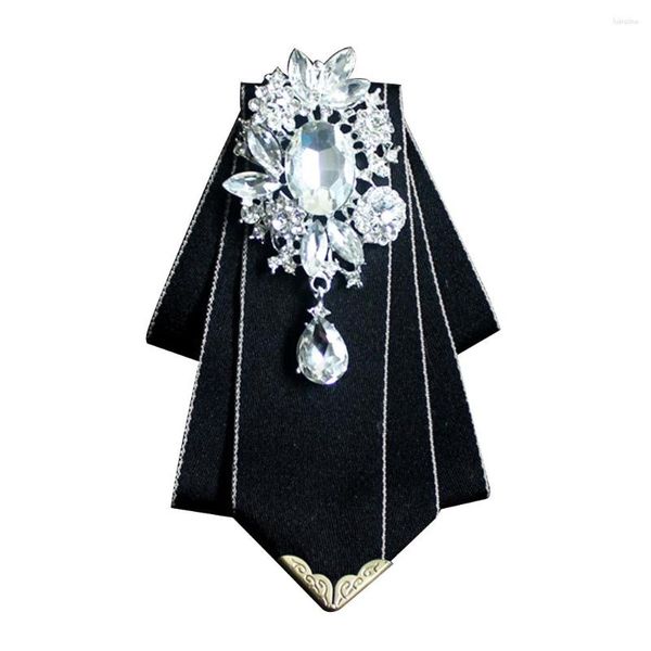 Gravatas Borboletas Homens Estilo Britânico Corsage Roupas Acessórios Gravata Pre Amarrado Rhinestone Gravata Broche Jóias Presente Festa de Casamento Banquete