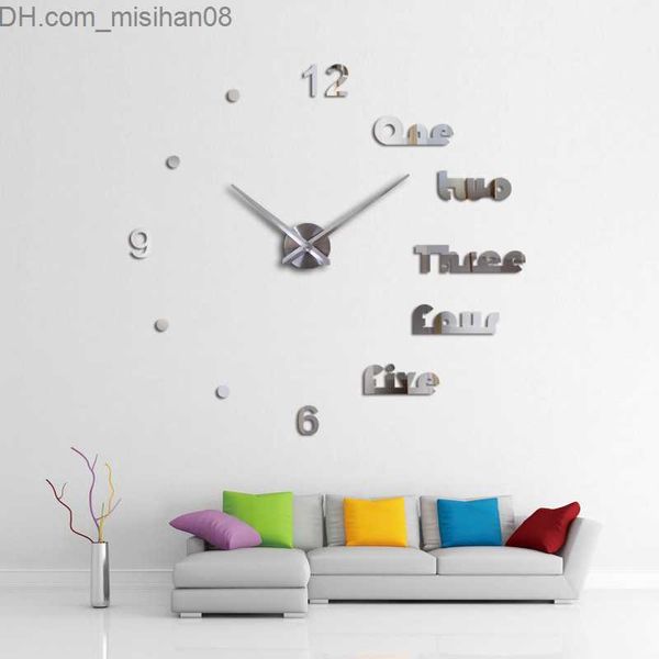 Relógios de parede criativo tamanho grande 3D digital adesivo de parede relógio DIY estéreo relógio de parede design moderno sala de estar estudo decoração quartzo Z230705