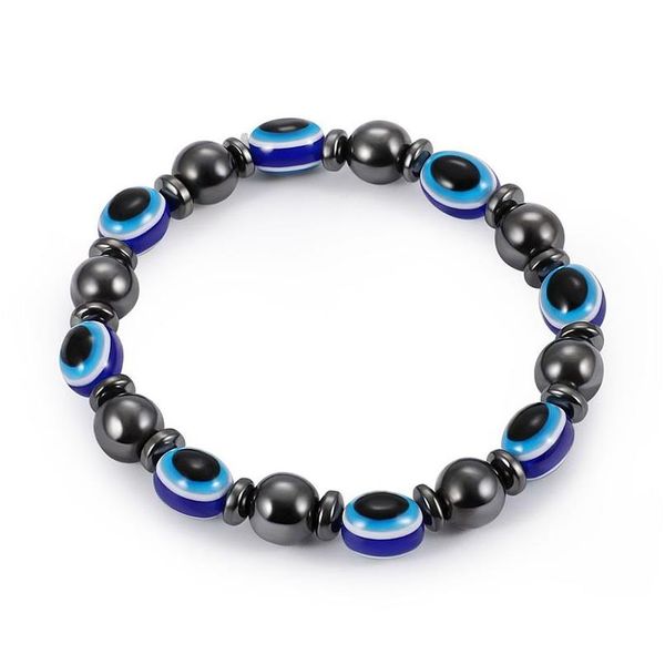 Pulseira com miçangas de energia magnética hematita azul mau-olhado para mulheres, poder saudável, preto, pedras biliares, correntes, para homens, moda, drop, Deli, Dhto2