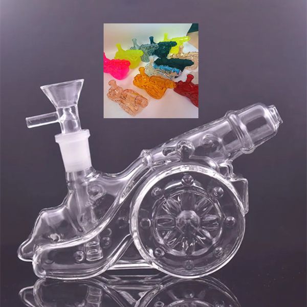 Design de artilharia criativa grossa e inebriante Cachimbo de bong queimador de óleo Porta-armas Tabaco de água Dab rig cachimbo de água para fumar com tigela de downstem de 14 mm