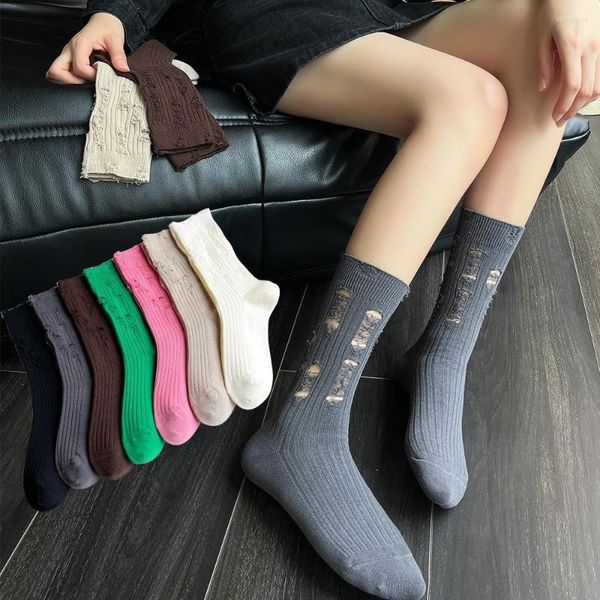 Kadın SOCKS DOĞU KADIN BAHAR VE BAŞKA BÖLÜMÜ Tüp Kişilikte Kırmızı Trendi Dilenci Dilenci Düz Renk Çorapları Ins