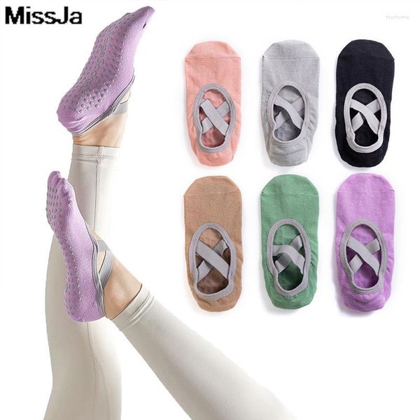 Calzini da donna Fasciatura Yoga per pilates Danza classica Calzino sportivo in silicone antiscivolo Quick-Dry Gym Running Grip