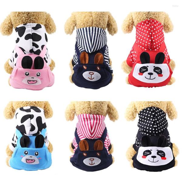 Köpek giyim oimg karikatür panda hoodies sıcak evcil hayvan tulumları küçük köpekler için kıyafetler pijama ceket ceketi Chihuahua Yorkshire