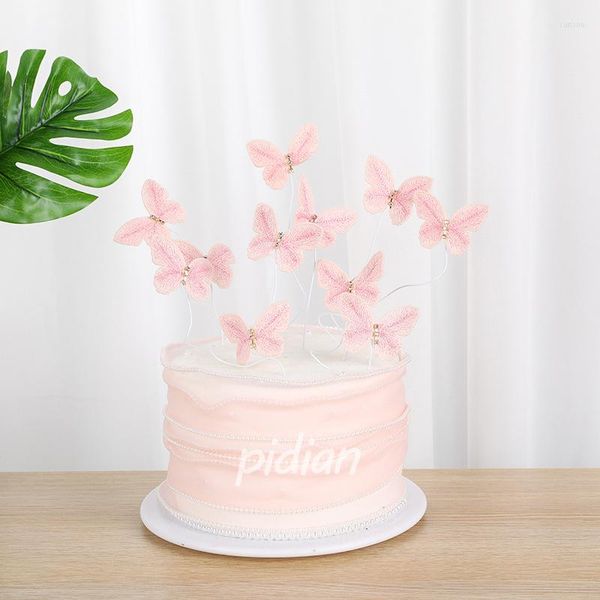 Festliche Lieferungen 5 Stück Tuch Schmetterling Kreative Geburtstag Kuchen Dekoration Dessert Tisch Dekor Plug-In Szene Layout DIY Backzubehör