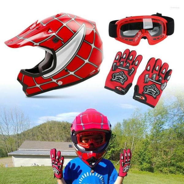 Motorradhelme Dot Jugend Kinder Radfahren Mädchen und Junge Helm Full Face Red Spider Net Motocross Off-Road ATV Sicherheitsschutz