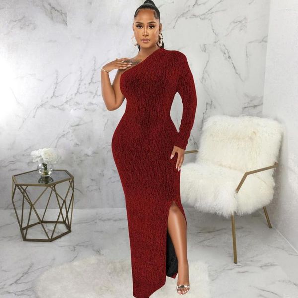 Casual Kleider Herbst Sexy Y2K Kleidung Aushöhlen Oansatz Langarm Seite Schlitz Bodycon Midi Kleid Für Frauen 2023 Club party Streetwear