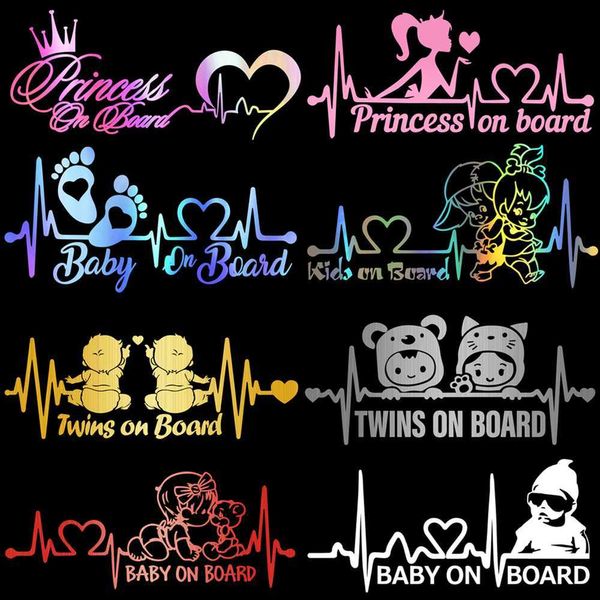 Adesivos de carro Heartbeat Princess Baby Kids On Board Series Adesivos de carro Vinil Estilo de carro Corpo Janela Sinal de aviso Adesivos para crianças Decalques Decoração x0705