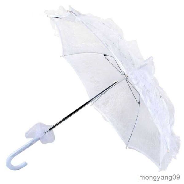 Зонтичные свадебные зонтичные кружевные зонтичные зонтики хлопковая вышивка белая/слоновая кость баттенбург кружев