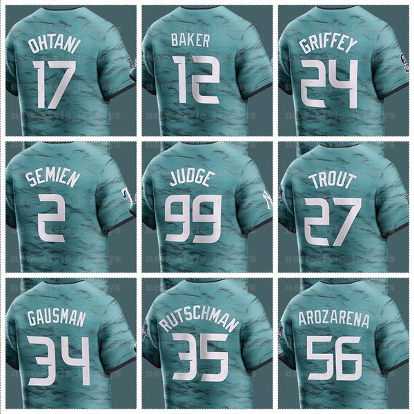 2023 All Star Game Baseball Jerseys Mike Trout Aaron Juiz 56 Randy Arozarena Homem Mike Trout Marcus Semien Luis Castillo Kevin Gausman Yennier Cano Corey Seager