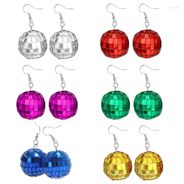 Orecchini pendenti Discoteca anni '70 30mm Ciondolo a specchio a forma di sfera a lanterna Accessorio per costumi a rimbalzo semplice per decorazioni personali