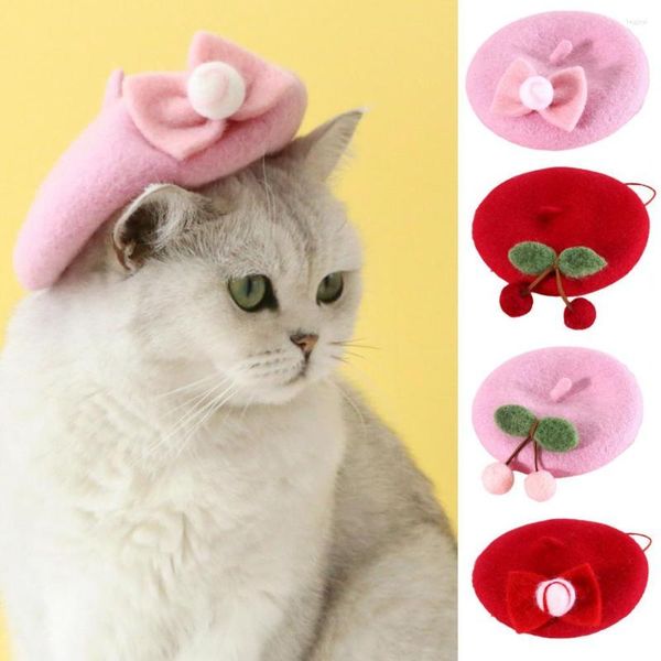 Собачья одежда Pet Beret привлекательный шляп художник шерсть легкий одежда головного убора мини-декоративное головное одеяло